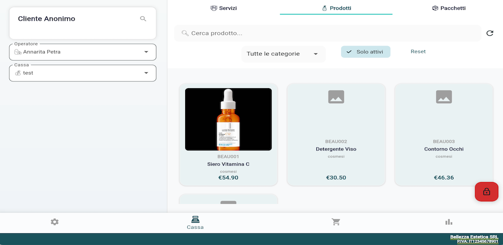 Cassa — selezione prodotti