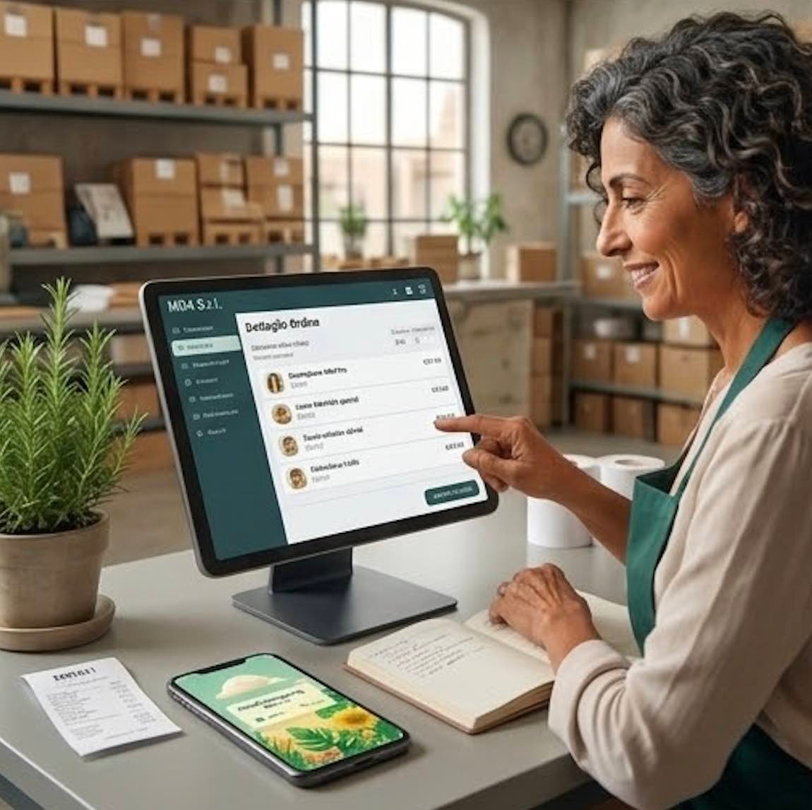 Operatrice che gestisce ordini e-commerce